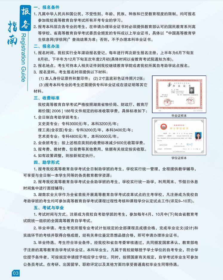 2021年湖南农大高等教育自学考试报名简章3